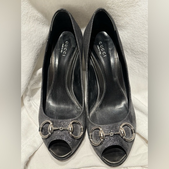 Gucci open toe gun metal sparkly heel - Picture 3 of 3